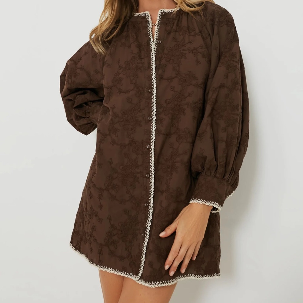 Tuckernuck- Brown Textured Trisha shirt dress